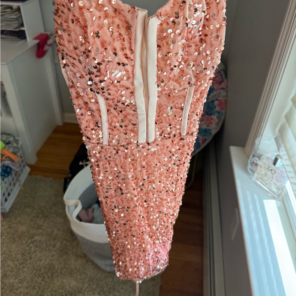 Amazon Blush Sequin Mini Dress